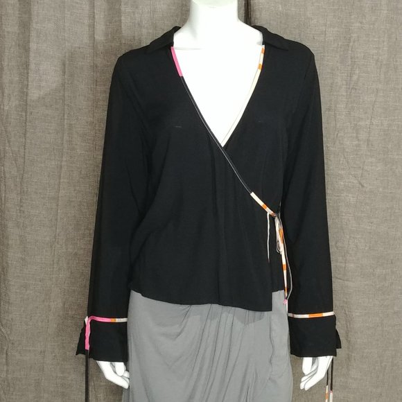 BCBGeneration Surplice Long Sleeve Wrap Top Small - Picture 1 of 8